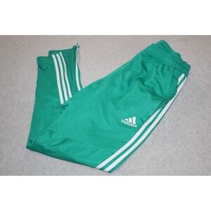 Adidas Track Pants Mens Medium Green White 3-Stripes Ankle Zip Tapered Joggers